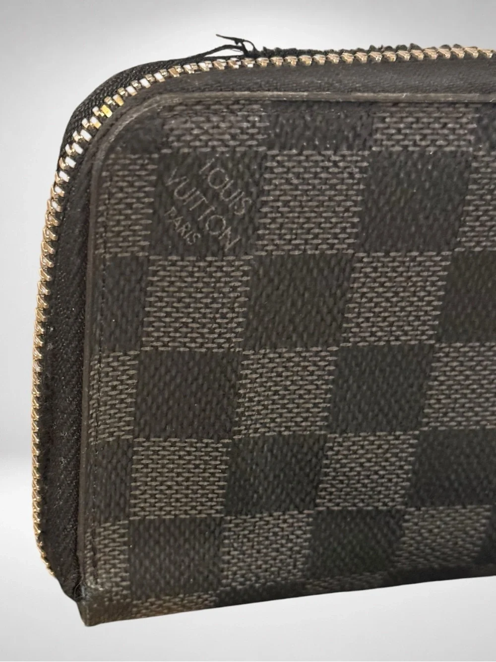 Louis Vuitton Damier Graphite Zip Around Long Wallet Black Gray Made in Spain